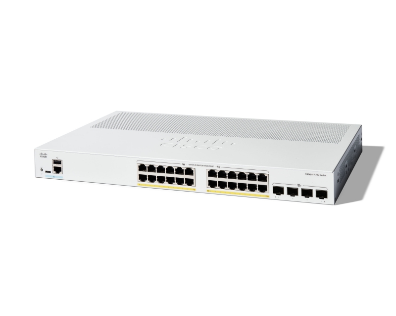 Cisco Catalyst 1300-24P-4X - Switch - L3 - Managed - 24 x 10/100/1000 (PoE+) + 4 x 10 Gigabit SFP+ - rack-mountable - PoE+ (195 W)