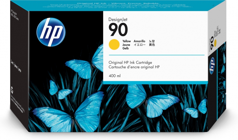 HP No 90 Ink Cartridge 400 ml Yellow - C5065A