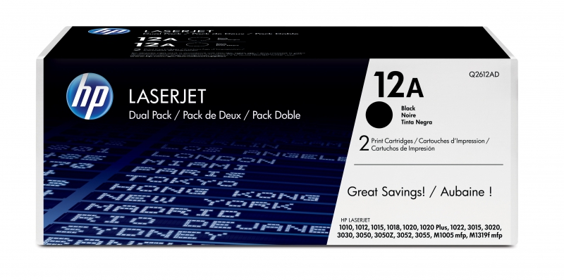HP Q2612AD, 12A Black Twin-Pack Laserjet Toner Cartridge