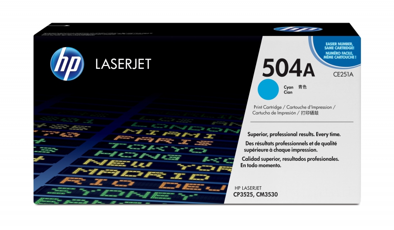 HP CE251A, 504A Cyan  Laserjet Toner Cartridge