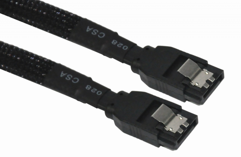 Astrotek AT-SATA3NB-180D, SATA 3.0, 30cm, 7 pins Straight to 7 pins Straight with Latch Black Nylon Jacket 26AWG, 1 Year Warranty