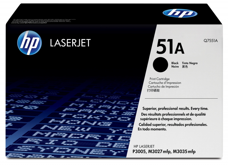 HP Q7551A, Laserjet P3005/M3035 MFP Black Cartridge, 6500 Page Yield