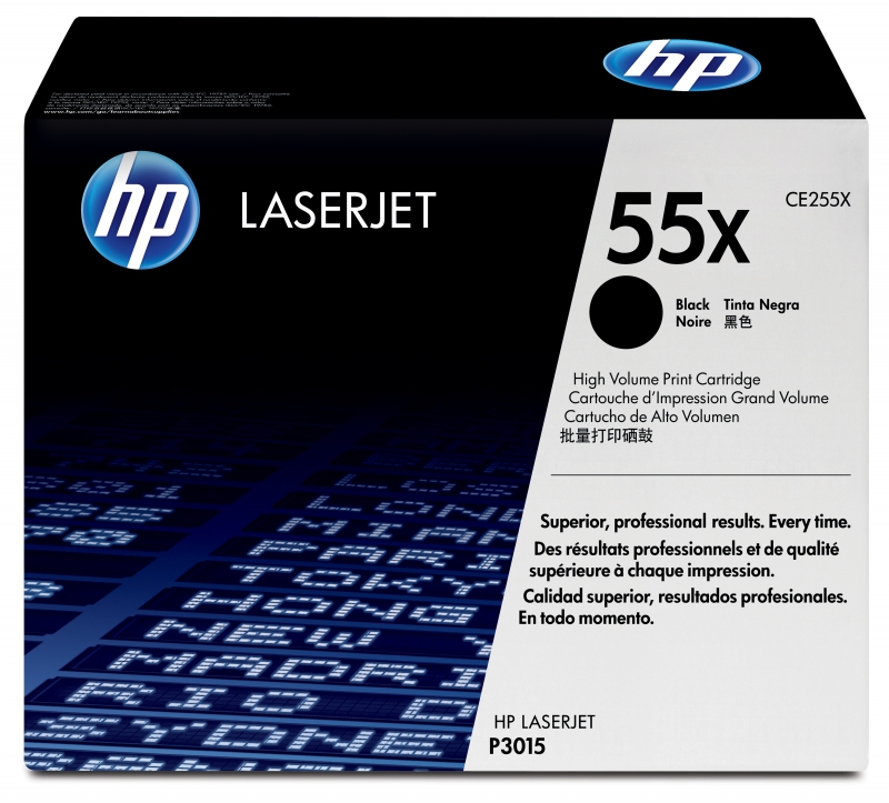 HP CE255X, 55X Black High Yield Original LaserJet Toner Cartridge, Compatible- P3015d, P3015dn, P3015x, Print Yield- 12500 Pages
