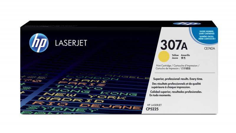 HP CE742A, CP5220 Yellow Print Cartidges With Color Sphere Toner, Page Yield-7300 Pages, 1 Year