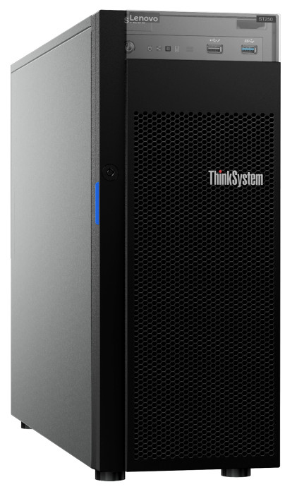 Lenovo 7Y45A01RAU, ThinkSystem ST250 Tower Server, Intel® Xeon® E-2124G Processor 8M Cache, up to 4.50 GHz / 3.40 GHz - 1x 8GB UDIMM DDR4-2666 (1Rx8), Supports 4x 3.5" SATA/SAS HS, 2x GbE RJ-45, 1x Mgmt, 4x PCIe 3.0 (x1/x16/x4/x8), 3.5" Chassis Base, 1x 5