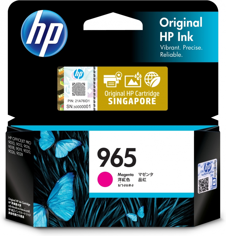 HP 3JA78AA, 965, Original High Yield Inkjet Ink Cartridge, Magenta, 700 Pages