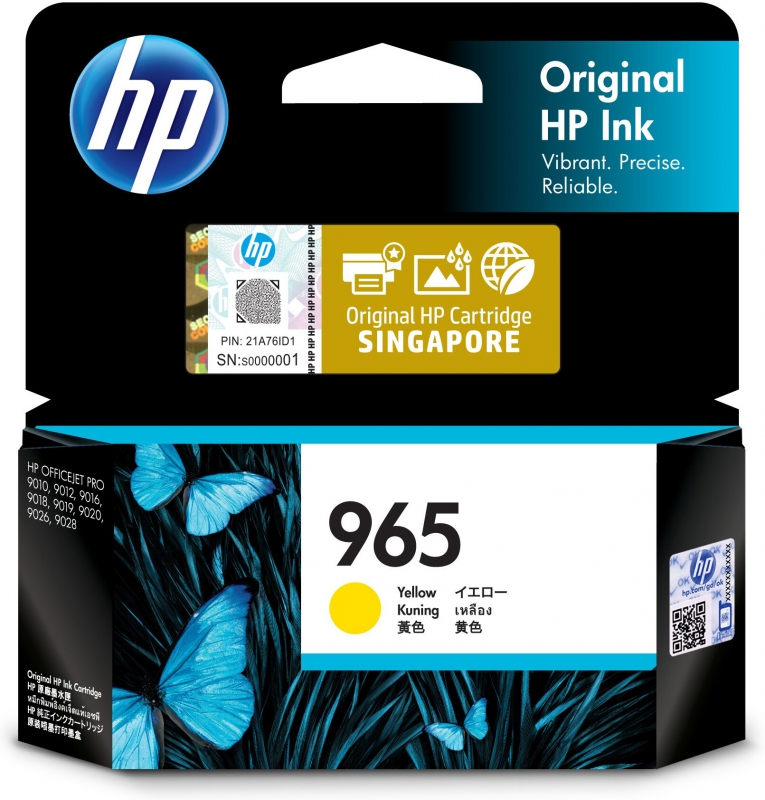 HP 3JA79AA, 965, Original High Yield Inkjet Ink Cartridge, Yellow, 700 Pages