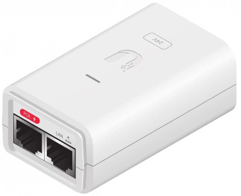 Ubiquiti POE-24-7W-G-WH, PoE Injector, 24VDC, .3A, Gigabit, 1 Year