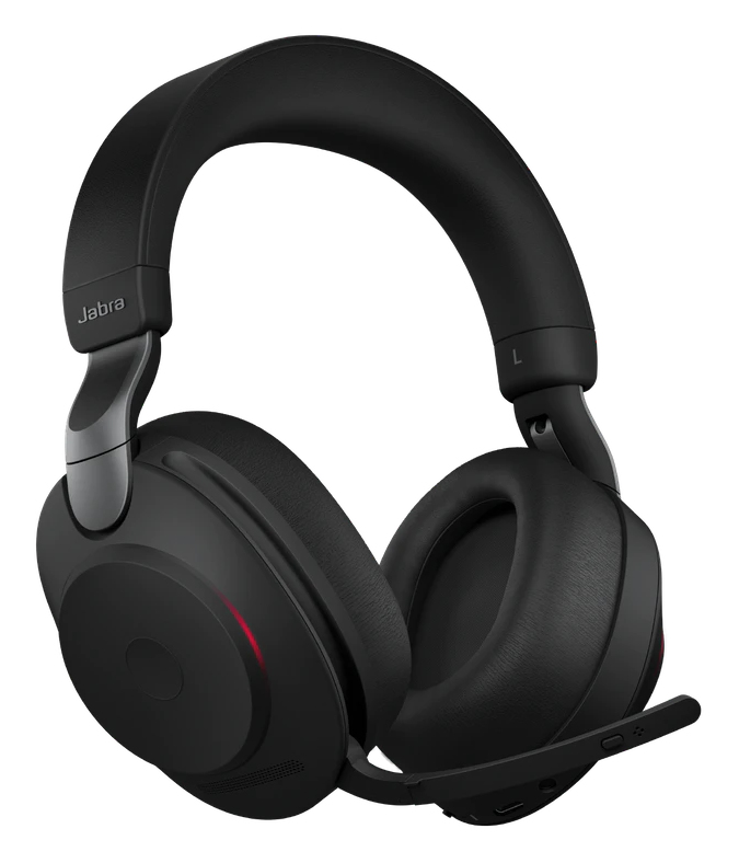 Jabra 28599-989-989, Evolve2 85 UC Headset with Charging Stand, Stereo, Over-the-Head, Active Noise Cancelling, Wired/Wireless+Bluetooth, Black, 2 Year Warranty