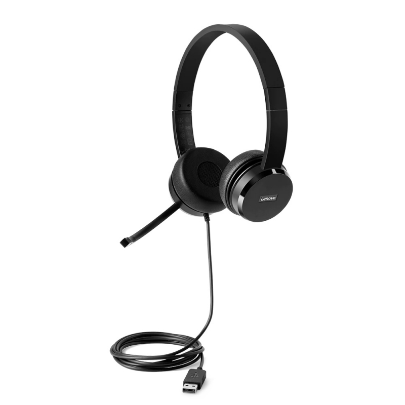 Lenovo 4XD0X88524, 100 Stereo USB Headset, USB2.0, Wired, Cable Length: 1.8m, Black, 1 Year Warranty