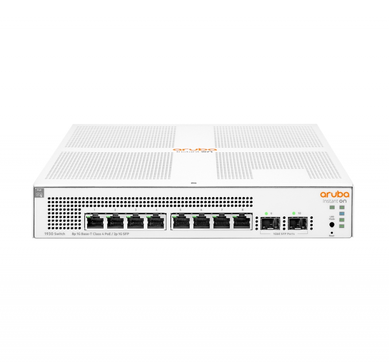 Aruba JL681A, Instant On 1930 Smart Managed PoE Switch, 8x Gigabit RJ45 PoE+ Ports, 2x SFP Ports, PoE Budget: 124W, Limited Lifetime Warranty