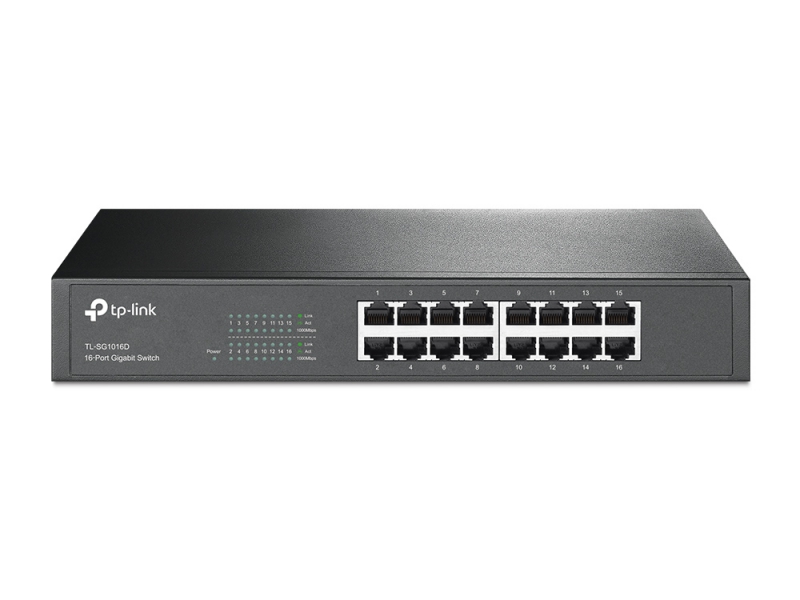 TP-Link TL-SG1016D 16-Port Gigabit Desktop/Rackmount Unmanaged Switch Energy-efficient Supports MAC Plug&play 32Gbps Switching Capacity, 5 Year Warranty