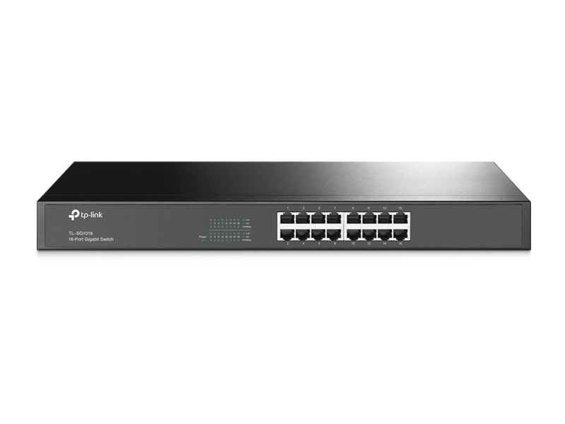 TP-Link TL-SG1016, 16-Port Gigabit Switch, 1U 19" Rack-Mountable Steel Case, 3 Year Warranty