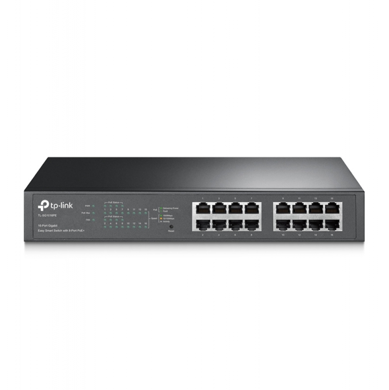 TP-Link TL-SG1016PE 16-Port Gigabit Easy Smart Switch 8-Port PoE+ Rack Mountable/Desktop, 32Gbps Switching Capacity,8K MAC Address Table, 5 Year Warranty
