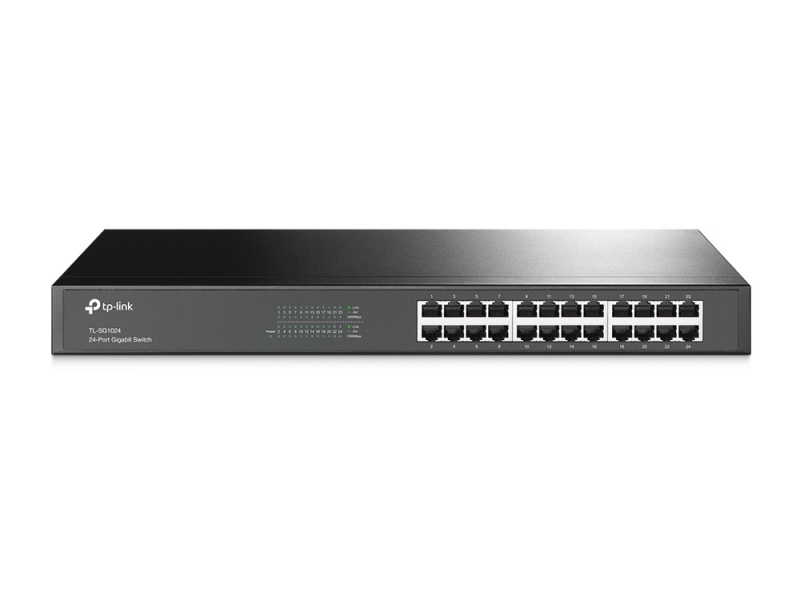 TP-Link TL-SG1024, 24-Port Gigabit Switch,19" Rack-Mountable Steel case, 1U, 3 Year Warranty