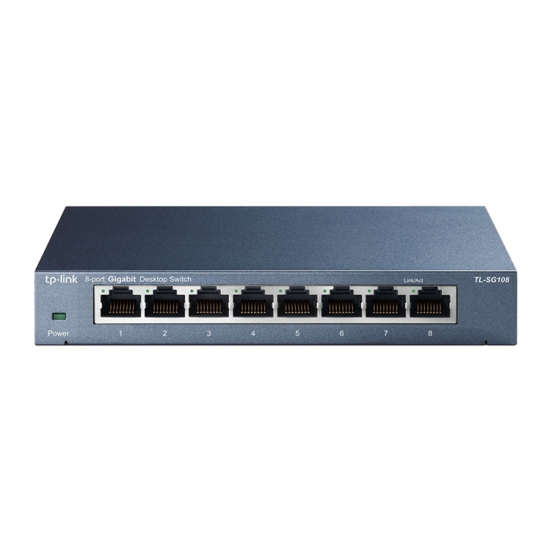 TP-Link TL-SG108 8-Port Gigabit Desktop Switch Steel Case Fanless 11.9Mpps Support 802.1p/DSCP QoS1 and IGMP Snooping Plug & Play, 3 YR Warranty