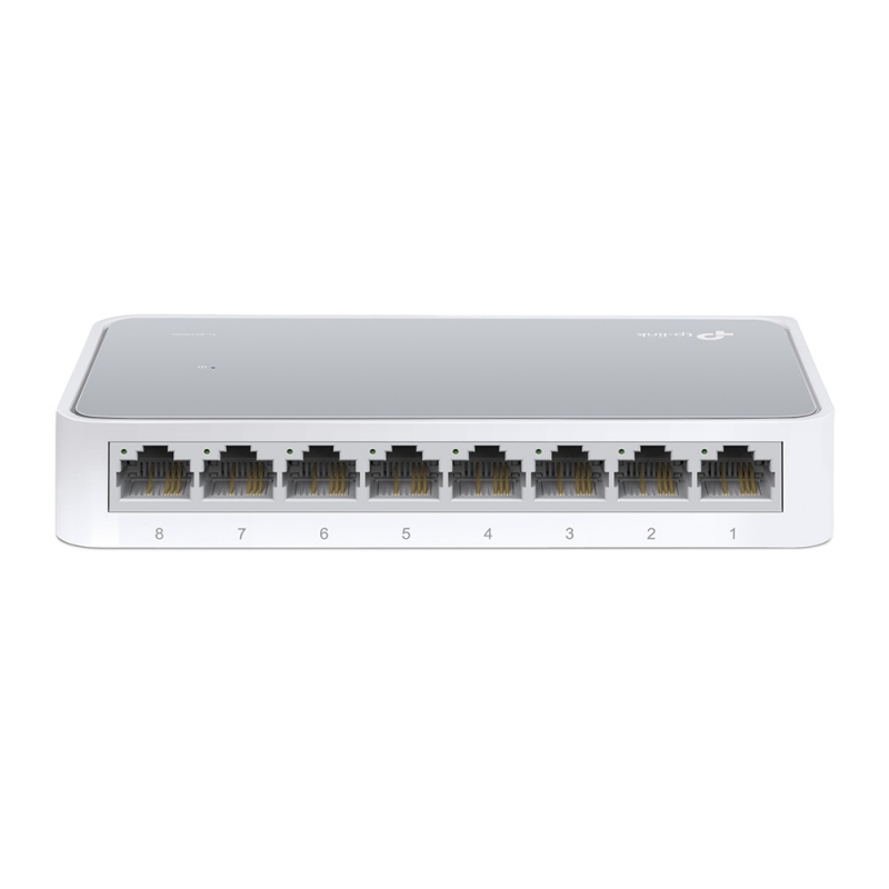 TP-Link TL-SF1008D, 8-port 10/100M Mini Desktop Switch, 8 10/100M RJ45 Ports, Plastic Case, 3 Year Warranty