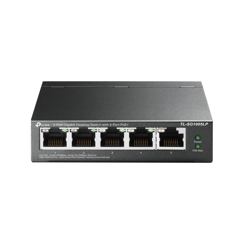 TP-Link TL-SG1005LP 5-Port Gigabit Desktop Switch with 4-Port PoE+, Up To 40W For all PoE Ports, Up To 30W Each Port, 5 Years Warranty