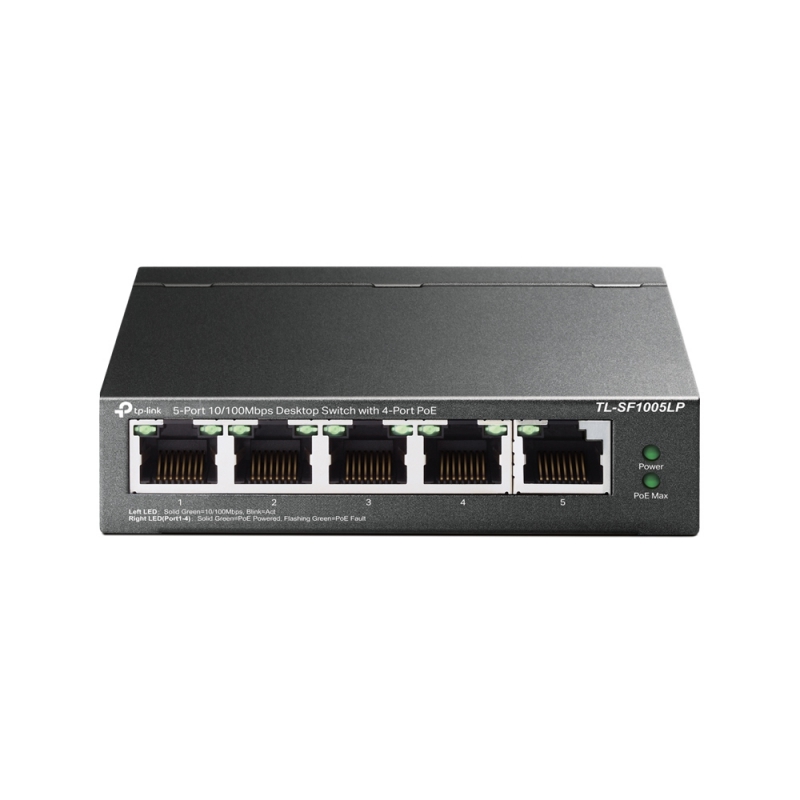 TP-Link TL-SF1005LP 5-Port 10/100Mbps Desktop Switch with 4-Port PoE 41W IEEE 802.3af compliant 1Gbps Switching, 5 Years Warranty