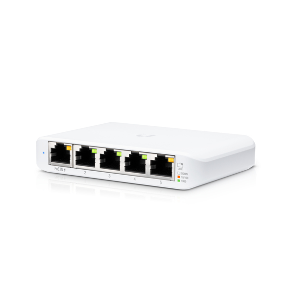 Ubiquiti USW-FLEX-MINI-3, Layer 2 Gigabit Switch, Unifi, Managed, 5xRJ45 Ports, Including 802.3af PoE Input, Pack of 3, 1 Year Warranty
