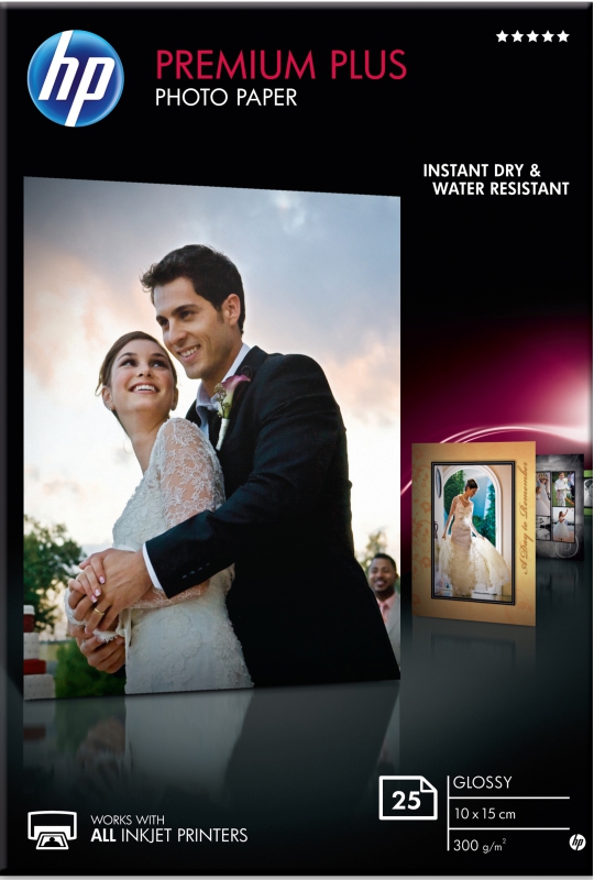 HP CR677A, Premium Plus Glossy Photo Paper-25 sht/10 x 15 cm, 3 Months Warranty