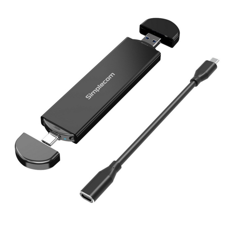 Simplecom SE522 NVMe/SATA M.2 SSD to USB 3.2 Gen 2 Dual USB Connector Enclosure, 1 Year Warranty