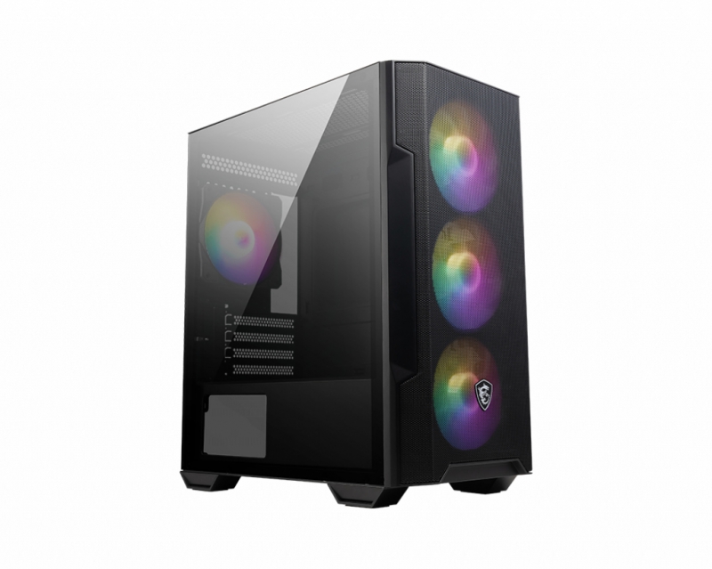 MSI MAG FORGE M100R, Mid-Tower, Tempered Glass, Drive Bays: 1x3.5", 2x2.5"/1x3.5"/2.5", Expansion Slot: 4, Motherboard Support: Micro-ATX/Mini-ITX, Pre-Installed Fan: 4x120mm, Black, 1 Year Warranty