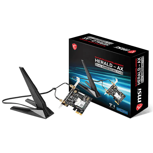 MSI HERALD-AX INTEL AX210NGW WI-FI 6E, Wireless AX+Bluetooth, MU-MIMO, 1 Year Warranty