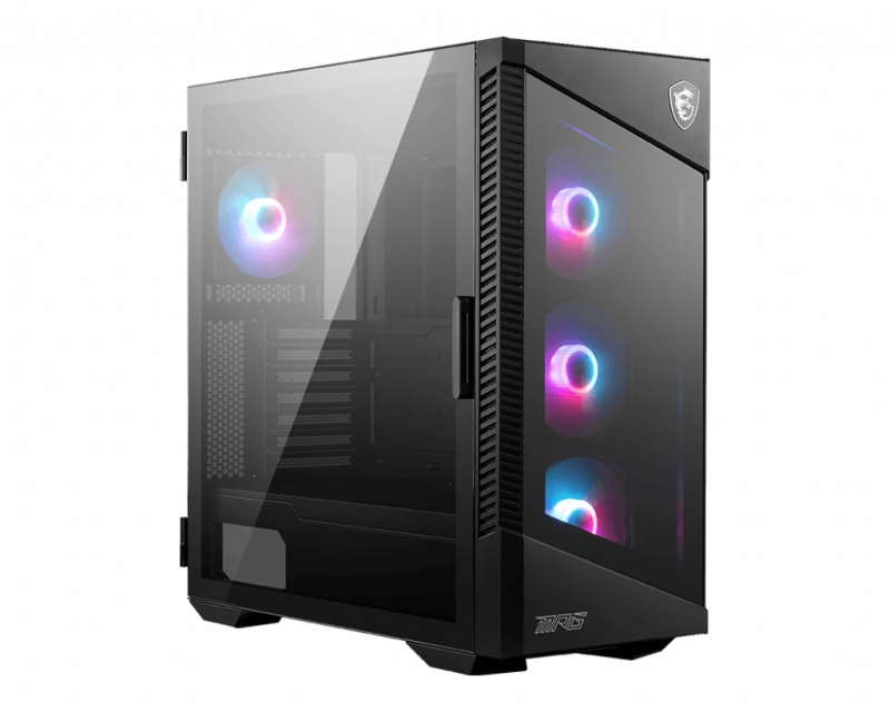 MSI MPG VELOX 100R, Mid-Tower, Tempered Glass, Drive Bays: 2x3.5", 2x2.5", Expansion Slot: 7, Motherboard Support: E-ATX/ATX/M-ATX/ITX, Pre-Installed fan: 4x120mm, ARGB, Black