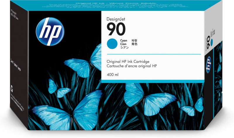 HP C5061A, No 90 Cyan Ink Cartridge 400 ml