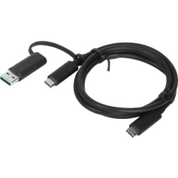 Lenovo 4X90U90618, Hybrid USB-C With USB-A Cable, Cable Length: 1m, Black, 1 Year Warranty