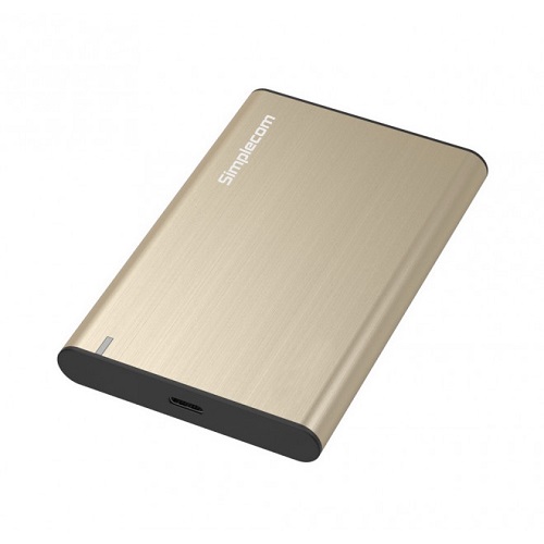 Simplecom SE221, Aluminium 2.5'' SATA HDD/SSD, USB 3.1, Enclosure Gold, 1 Year Warranty