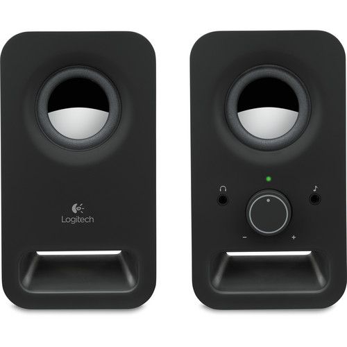 Logitech 980-000862, Z150 Multimedia  Speakers, Twin 2.0 dual input multimedia speakers, 6 watts peak power, headphone jack, Midnight Black, 2 Years