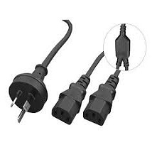 Alogic MF-AUS3P2C13-02, Aus 3 Mains Plug to 2 X IEC C13 Y Splitter Cable, Male to 2x Female, 2m, 1 Year Warranty