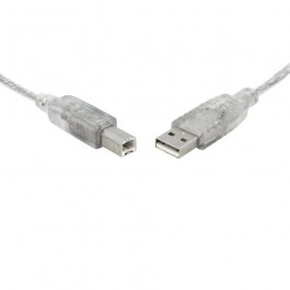 8ware UC-2002AB, USB 2.0 Certified Cable A to B, 2m, Transparent Metal Sheath UL Approved, 1 Year Warranty