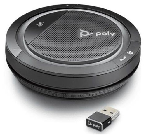 Poly 215439-01, Poly Calisto 5300-M USB-C Bluetooth Speakerphone with USB-C BT600 Dongle, Teams Certified, Dual Connectivity (BT 5.0 and USB-C), One-touch Controls, 360-degree Microphone, Dedicated Microsoft Teams button