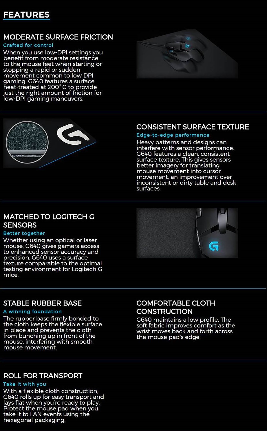 Logitech G640 Large Cloth Gaming Mouse Pad 1 gg