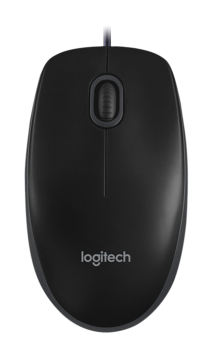 Logitech 910-006605, B100 Optical Mouse, Wired, 1000 dpi, USB, Black, 3 Year Warranty