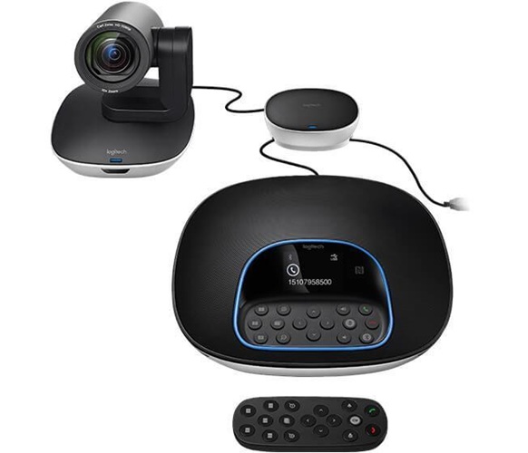 Logitech 960-001054, Group Video Conferencing System for Mid/Large-Sized Meeting Rooms, Includes: Camera, Speakerphone, Hub, Remote, Wall/Table Mount, 2 Year warranty