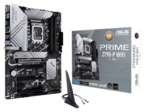 Asus PRIME Z790-P WIFI-CSM, ATX, Intel LGA 1700, 4xDDR5, 3xM.2, 4xSATA 6Gb/s, RAID, 1xHDMI, 1xDP, 5xPCIe, GbE LAN, Wireless AX+Bluetooth, 1xUSB-C, 3xUSB3.0, 4xUSB2.0, 3 Year Warranty