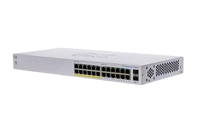 Cisco CBS110-24PP-AU, Business Ethernet Switch, 100W, 24x GbE PoE Port, 2xSFP Port, Unmanaged, Modular, 2 Layer, Rack-Mountable, Lifetime Limited Warranty