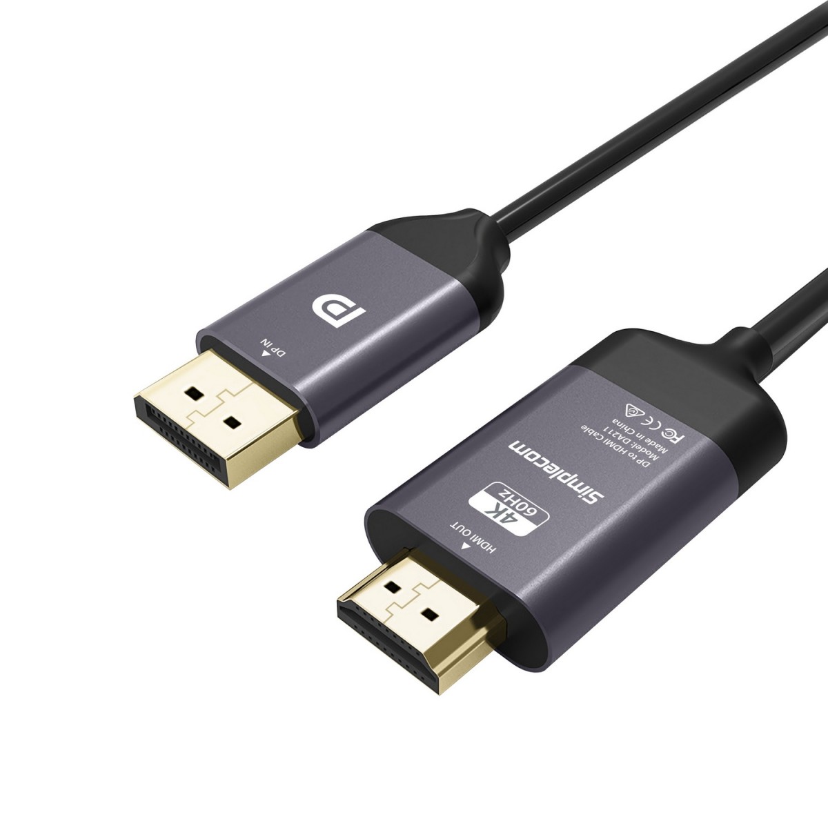 Simplecom DA211, DisplayPort to HDMI, Male to Male, Length: 2m, Black, 1 Year Warranty