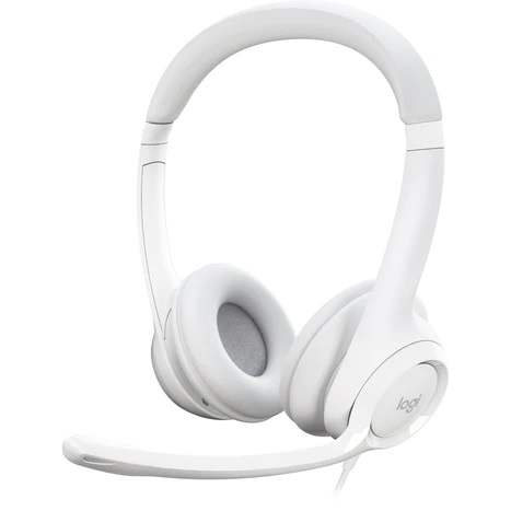 Logitech 981-001287, H390 Computer Headset, On-Ear, Noise cancelling mic, Wired, USB-A, Off-White, 1 Year Warranty