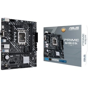 ASUS PRIME H610M-D D4-CSM, Micro ATX, Intel LGA 1700, 2xDDR4, 1x M.2+4xSATA 6Gb/s, 2xPCIe, 1xHDMI, 1xD-Sub, GbE LAN, 2xUSB3.0, 4xUSB2.0, Aura Sync, 3 Year Warranty