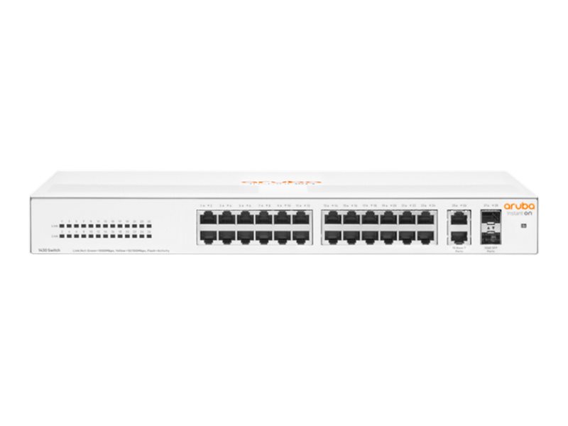 Aruba R8R50A, Instant On 1430 Unmanaged Switch, 26x Gigabit RJ45 Ports, 2x SFP 1Gbe Ports, Limited Lifetime Warranty