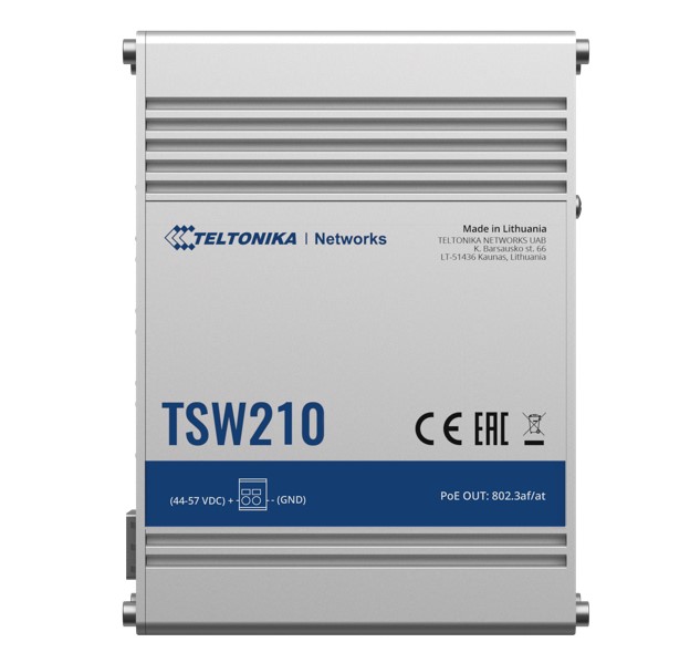 Teltonika TSW210000000, Industrial Grade Switch, 20Gbps, 8xGbE Port, 2xSFP Port, 2 Year Warranty