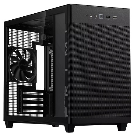 Asus AP201 PRIME CASE TG BLACK, Small-Tower, Tempered Glass, Drive Bays: 3x3.5"/2.5", 1x2.5", Expansion Slot: 4, Motherboard Support: Micro-ATX/Mini-ITX, Pre-Installed Fan: 1x120mm, Black, 2 Year Warranty