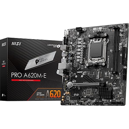 MSI PRO A620M-E, Micro ATX, AMD AM5, 2xDDR5, 1xM.2, 4xSATA 6Gb/s, RAID, 2xPCIe, 1xHDMI, 1xVGA, GbE LAN, 4xUSB3.0, 2xUSB2.0, 3 Year Warranty