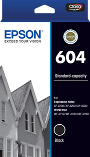 Epson C13T10G192, 604 Black Ink Cart, Yield 150 Pages