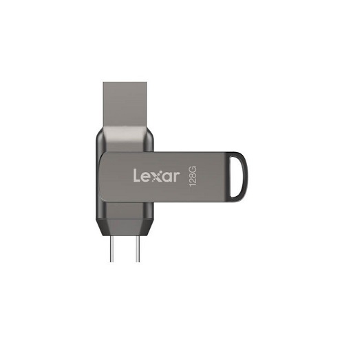 *Limits Apply, contact your AM* Lexar LJDD400128G-BNQNG, JumpDrive D400, Titanium, 128GB, USB3.1 Type-A and Type-C, Read Speed: Up to 130MB/s, 5 Year Warranty